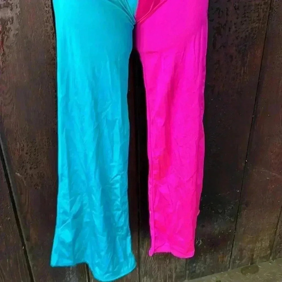 Vintage Rainbow Halter Neck Bell Bottom Flare Leg Jumpsuit Dance Costume 80s 90s - Picture 4 of 9